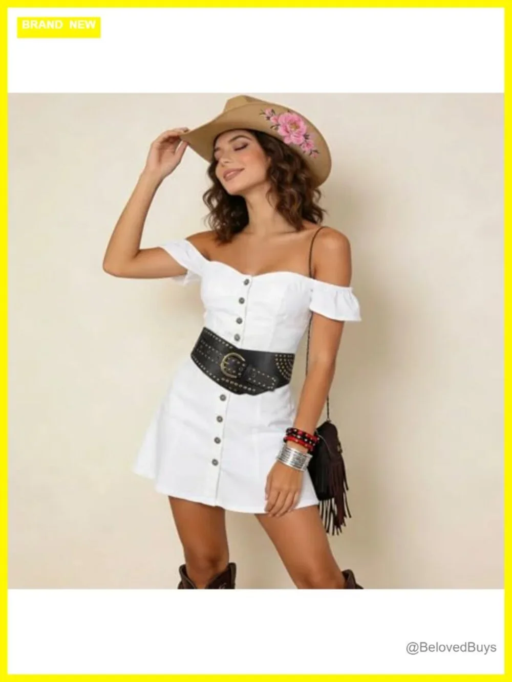 Vintage Wide Elastic Studded Waist Belt with Rivets